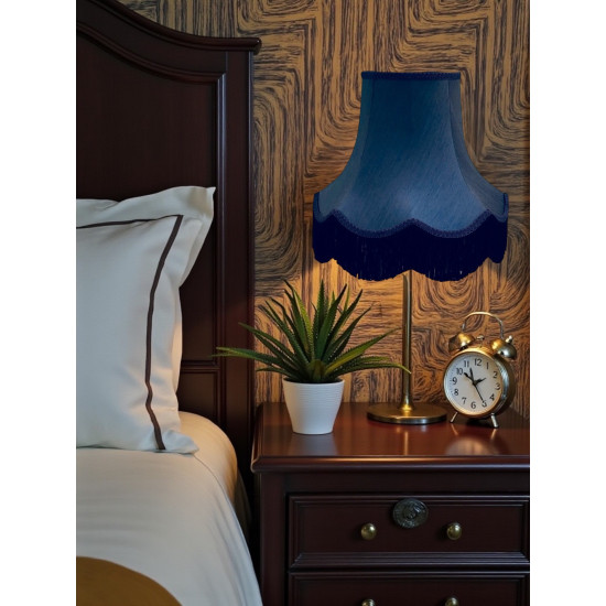 Navy Blue and Black Fabric Lampshade