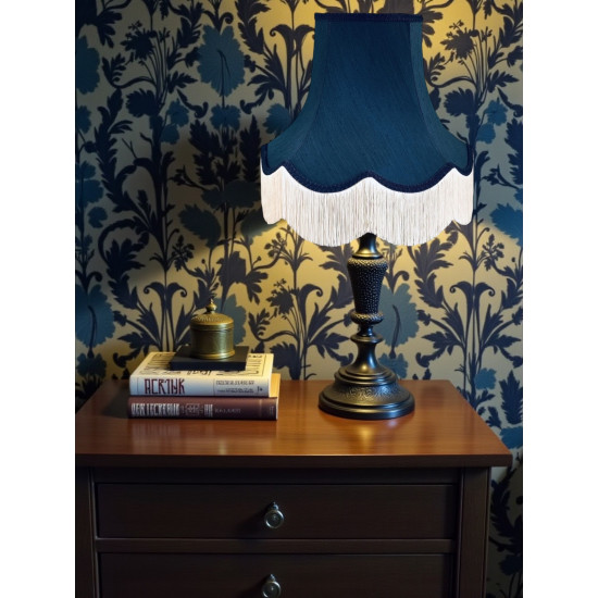 Navy Blue and Cream Fabric Lampshade