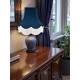 Navy Blue and Cream Fabric Lampshade