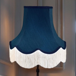 Navy Blue and Cream Fabric Lampshade