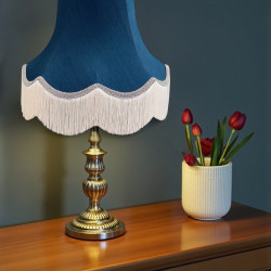 Navy Blue, Grey and Cream Fabric Lampshade