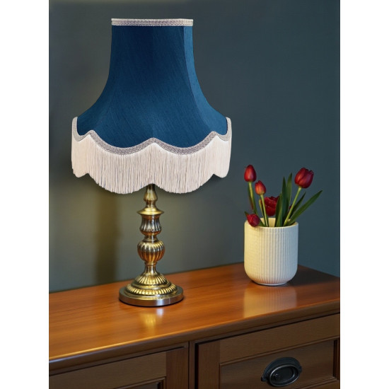 Navy Blue, Grey and Cream Fabric Lampshade