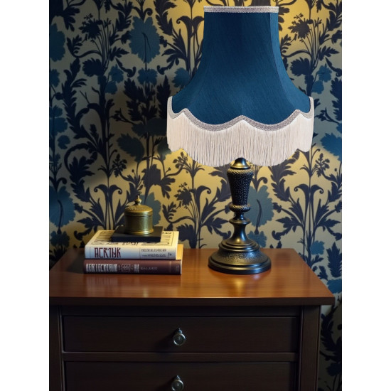 Navy Blue, Grey and Cream Fabric Lampshade