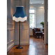 Navy Blue, Grey and Cream Fabric Lampshade