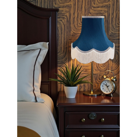 Navy Blue, Grey and Cream Fabric Lampshade