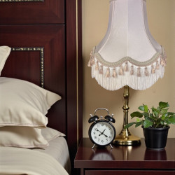 Oyster and Cream Tassel Scalloped Fabric Lampshades