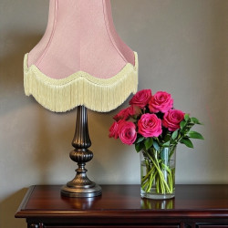 Pink and Cream Fabric Lampshades