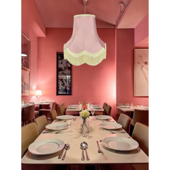 Pink and Cream Fabric Lampshades