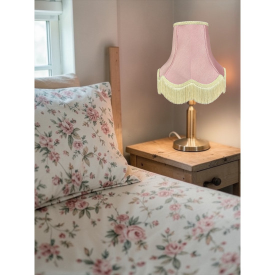 Pink and Cream Fabric Lampshades