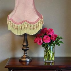 Pink and Cream Tassel Scalloped Fabric Lampshades