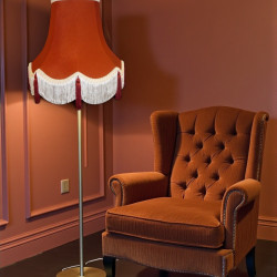 Terracotta Orange and Cream Fabric Lampshades