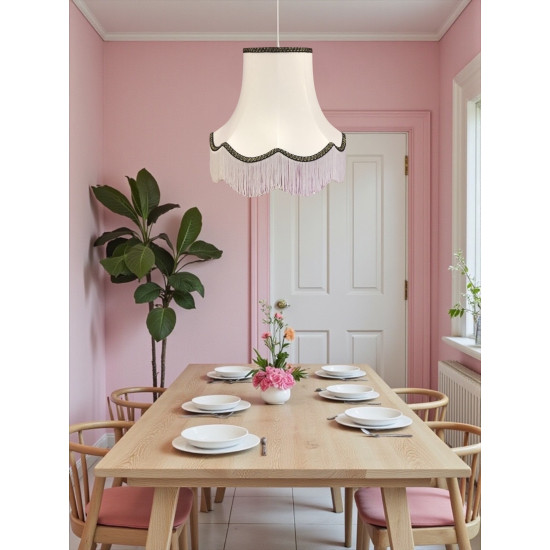 White and Black Fabric Lampshades