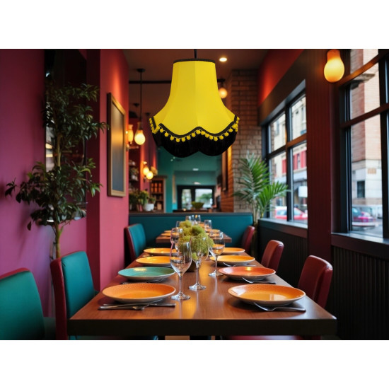 Yellow Pom Pom Fabric Lampshades