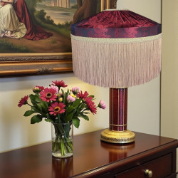 Paisley Jacquard Red and Gold Gathered Tiffany Lampshade
