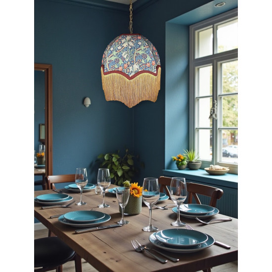 William Morris Golden Lily Jewel Burgundy Parachute Dome Lampshade