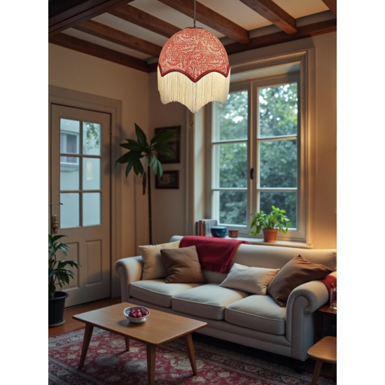 William Morris Larkspur Crimson Cream Parachute Dome Lampshade