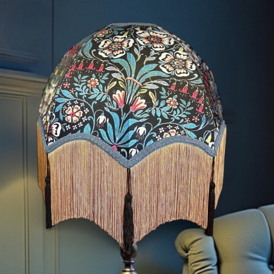 William Morris Molly Black Tassel Parachute Dome Lampshade