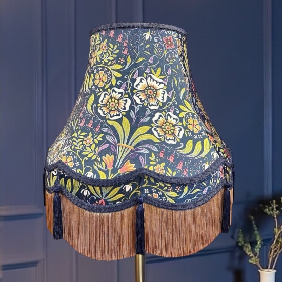 William Morris Molly Blue Fabric Double Scallop Lampshade William Morris Molly Blue Fabric Double Scallop Lampshade
