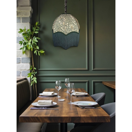 William Morris Snakeshead Forest Green Parachute Dome Lampshade