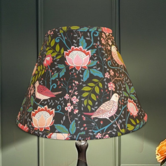 William Morris Strawberry Thief Black Fabric Tapered Empire Lampshade