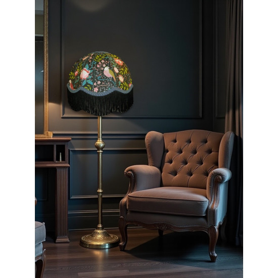 William Morris Strawberry Thief Black Dome Lampshade