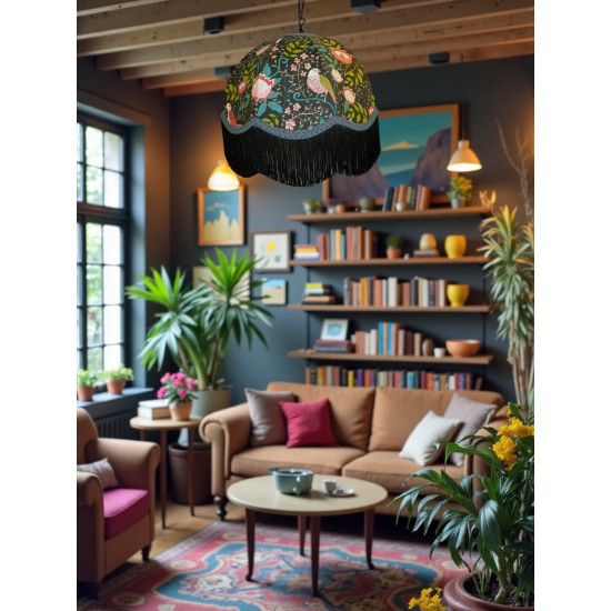 William Morris Strawberry Thief Black Dome Lampshade