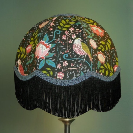 William Morris Strawberry Thief Black Dome Lampshade