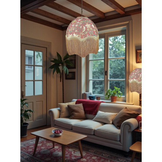 William Morris Strawberry Thief Crimson Parachute Dome Lampshade