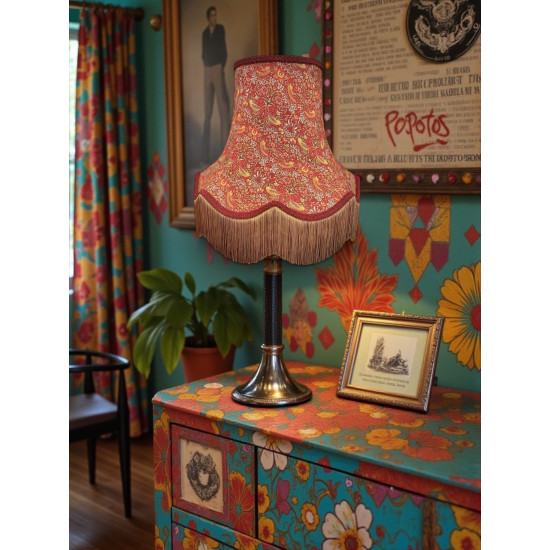William Morris Strawberry Thief Crimson Burgundy Gold Lampshade
