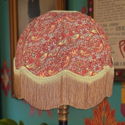 William Morris Strawberry Thief Crimson Gold Dome Lampshade
