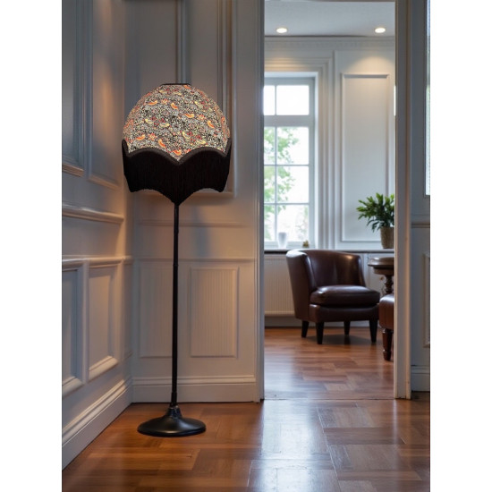 William Morris Strawberry Thief Ebony Black Parachute Dome Lampshade