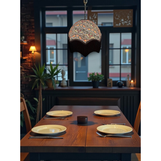 William Morris Strawberry Thief Ebony Black Parachute Dome Lampshade