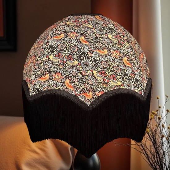 William Morris Strawberry Thief Ebony Black Parachute Dome Lampshade