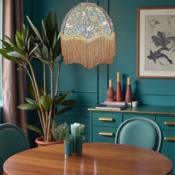 William Morris Strawberry Thief Teal Parachute Dome Lampshade