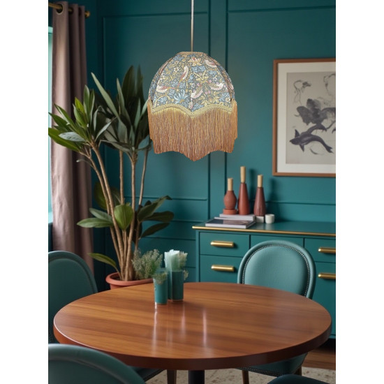 William Morris Strawberry Thief Teal Parachute Dome Lampshade