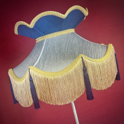 Grey Navy Blue and Gold Victorian Fabric Lampshades